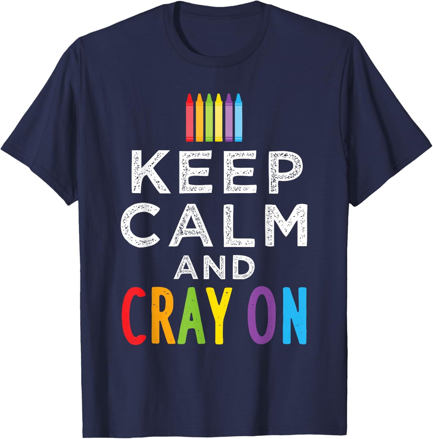 Cray On Coloring Book Crayon Design T-Shirt - T-Shirt | Navy