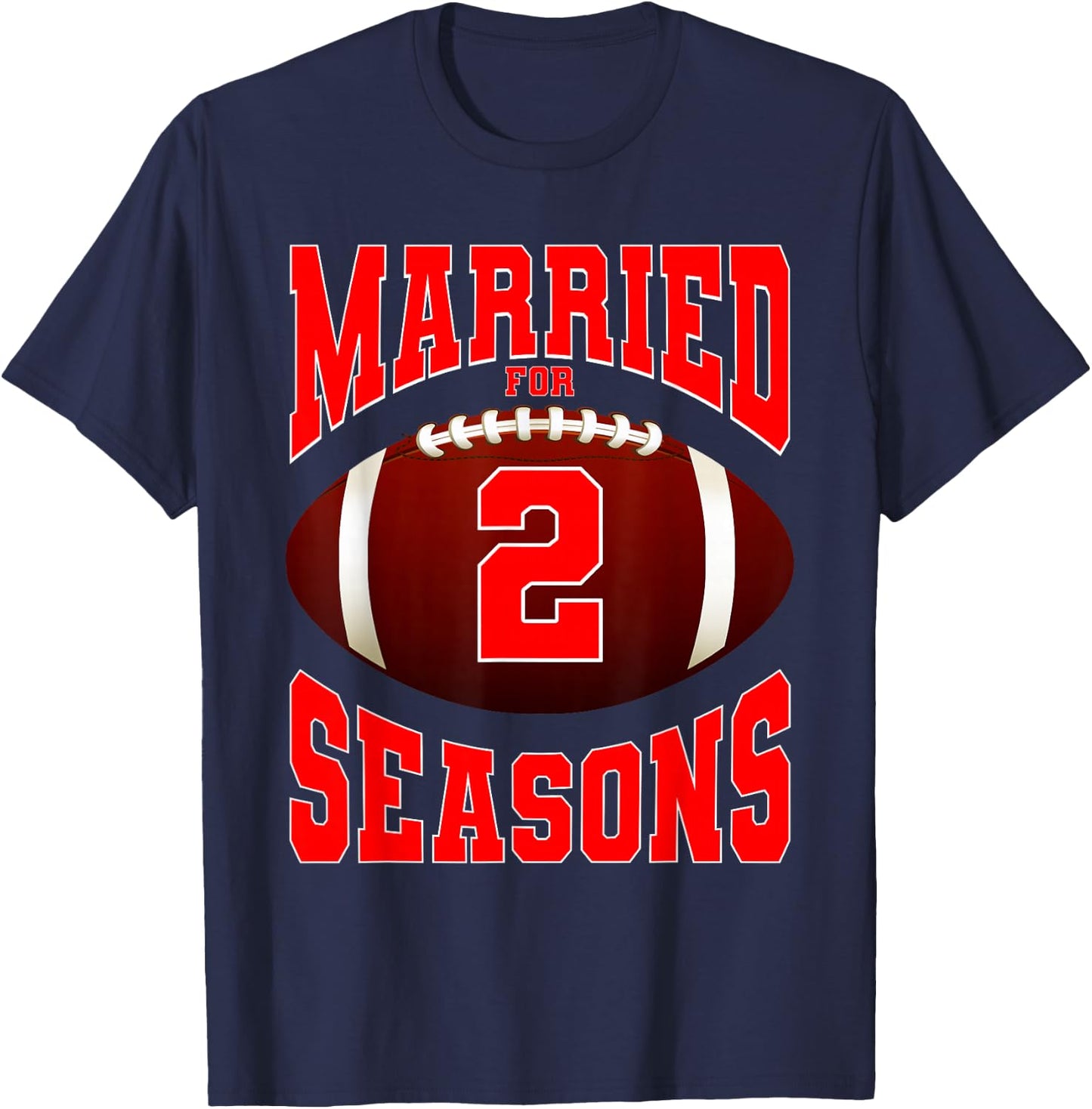 Football Couples 2 Years Marriage Matching 2nd Anniversary T-Shirt - T-Shirt | Navy