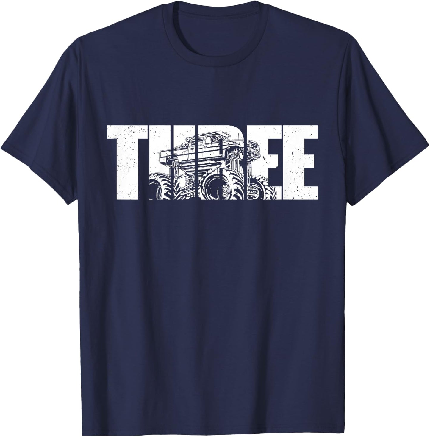 Kids 3 Year Old Shirt 3rd Birthday Monster Truck Boys Girls Kid T-Shirt - T-Shirt | Navy