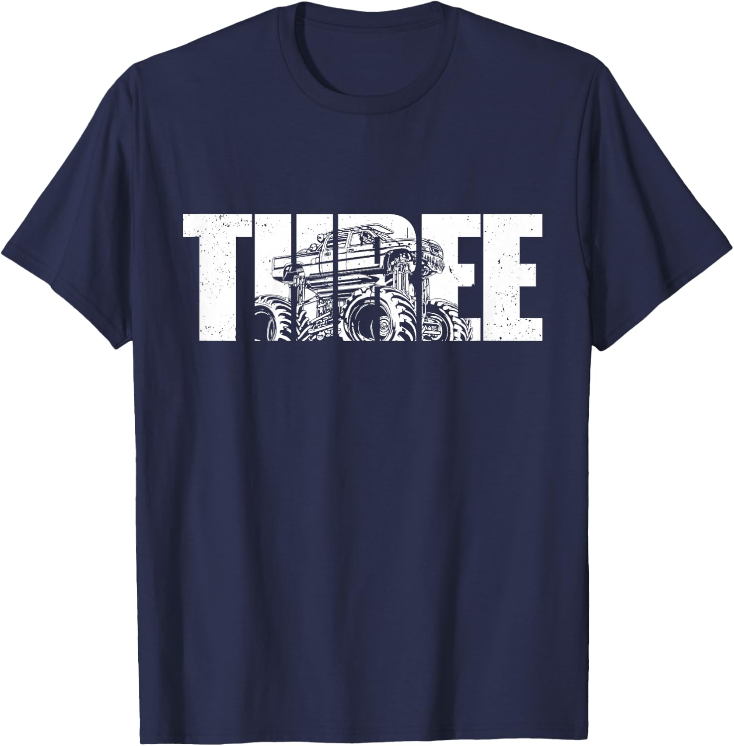 Kids 3 Year Old Shirt 3rd Birthday Monster Truck Boys Girls Kid T-Shirt - T-Shirt | Navy