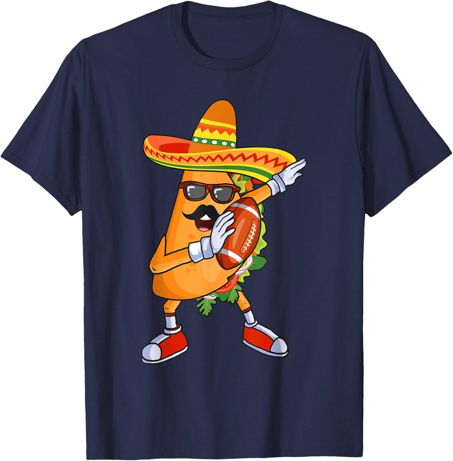 Football and Tacos Dabbing Cinco de Mayo for kids T-Shirt - T-Shirt | Navy