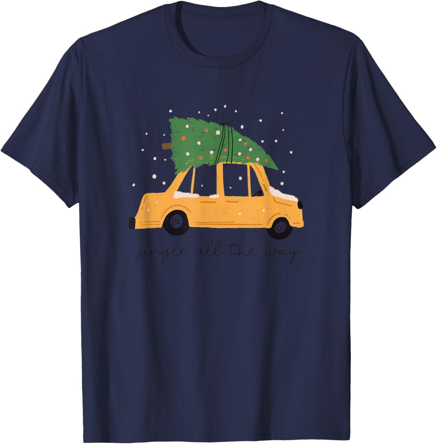 Minimalistic NYC Yellow Cab Christmas Tree on Car T-Shirt - T-Shirt | Navy
