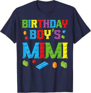 Master Builder Birthday Boy's Mimi Building Bricks Blocks T-Shirt - T-Shirt | Navy