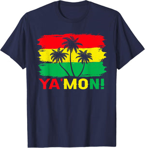 Ya Mon Jamaica Vacation Rasta Reggae Roots T-Shirt - T-Shirt | Navy