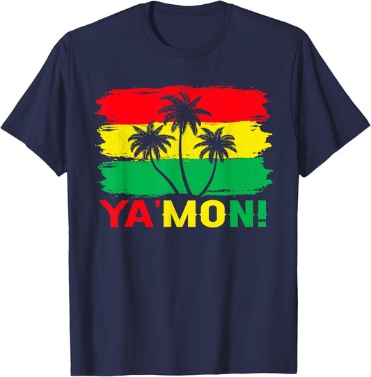 Ya Mon Jamaica Vacation Rasta Reggae Roots T-Shirt - T-Shirt | Navy