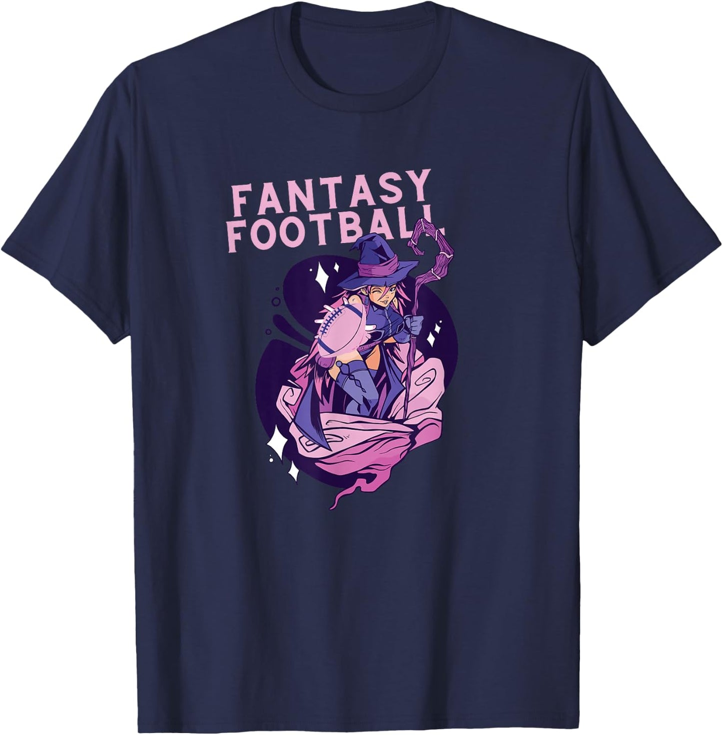 Fantasy Football Woman Wizard Magic Ironic Sports Design T-Shirt - T-Shirt | Navy