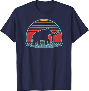 Woolly Mammoth Retro Vintage 80s Style T-Shirt - T-Shirt | Navy