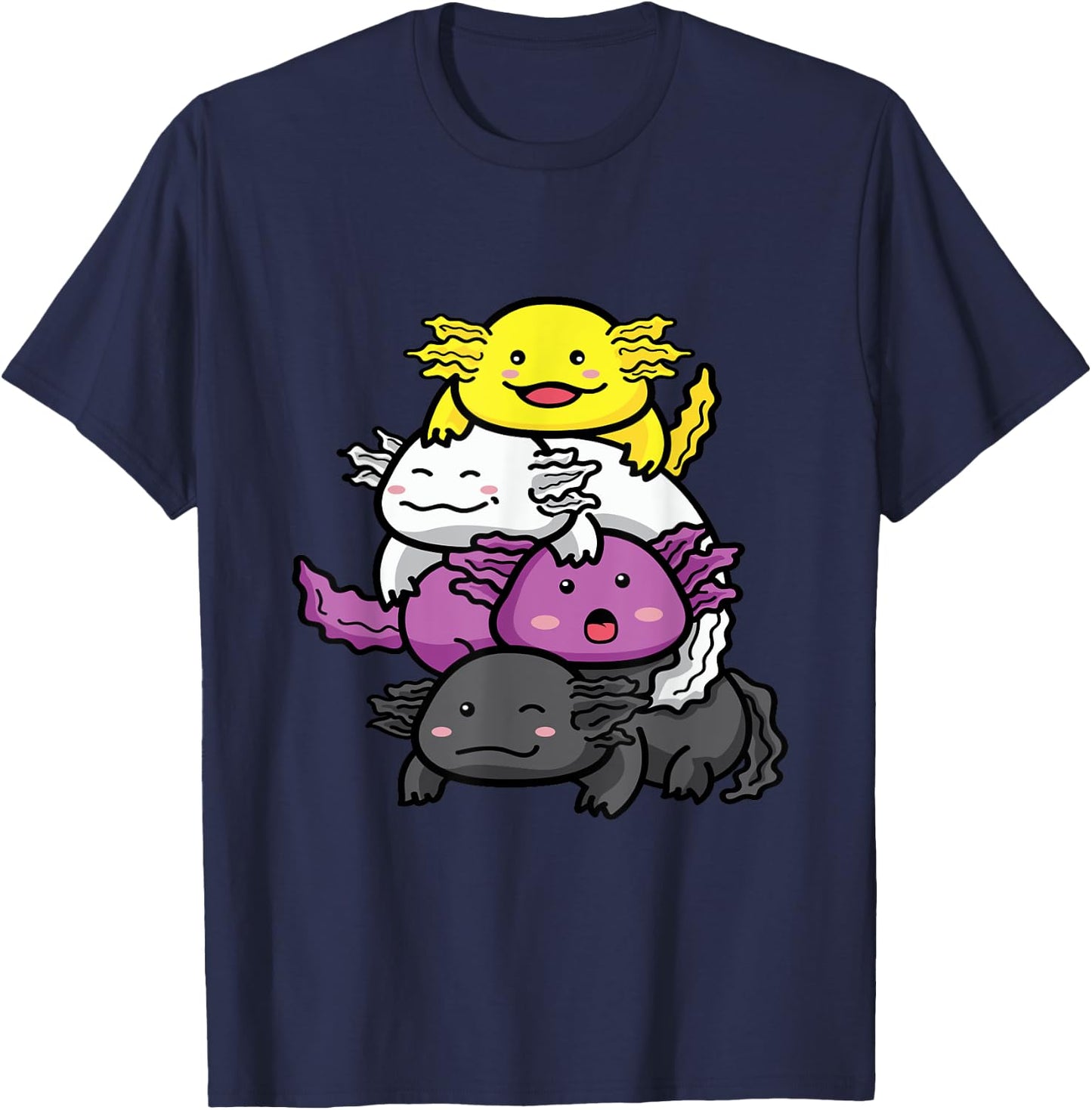 Axolotl Non Binary Flag Envy NB Queer Nonbinary Pride T-Shirt - T-Shirt | Navy