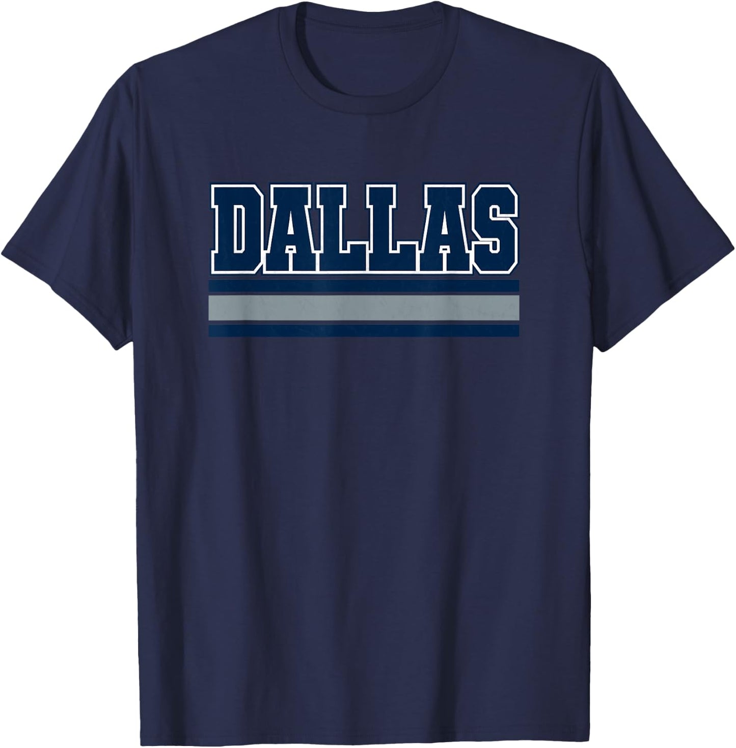 Dallas Blue & Light Grey Throwback Dallas TX Tailgate Party T-Shirt - T-Shirt | Navy