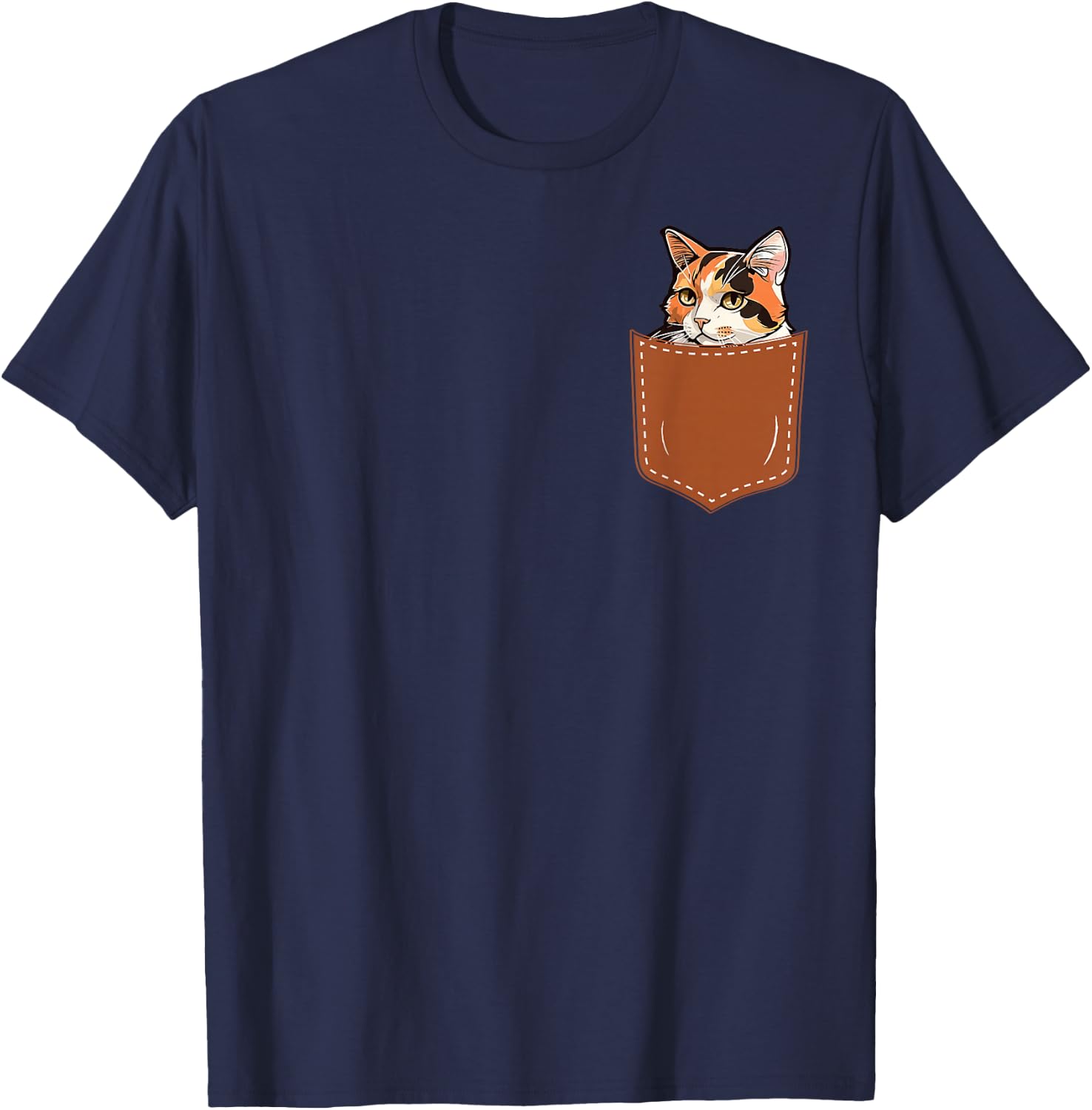 Funny Calico Cat in My Pocket,Calico Lover Owner T-Shirt - T-Shirt | Navy
