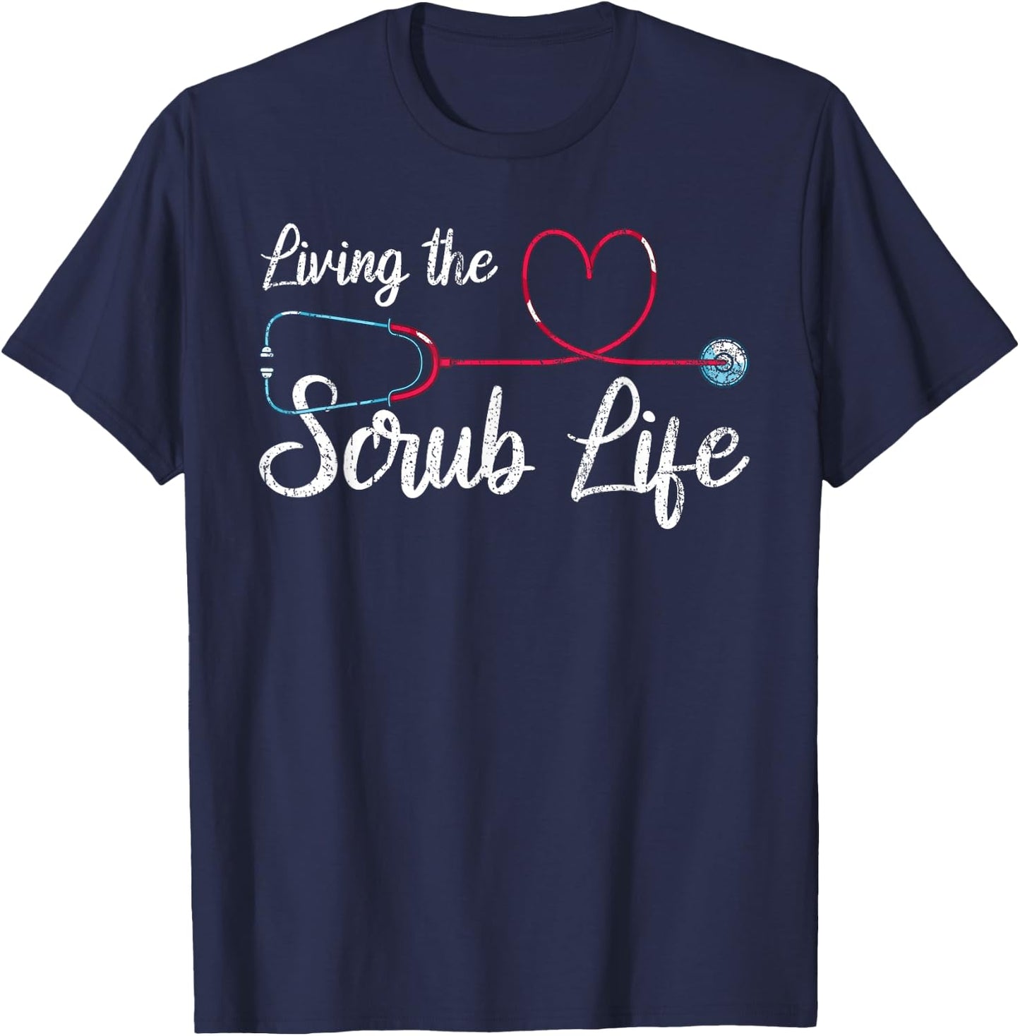 Ich lebe das Krankenschwester Leben Stethoscope Nursing T-Shirt - T-Shirt | Navy