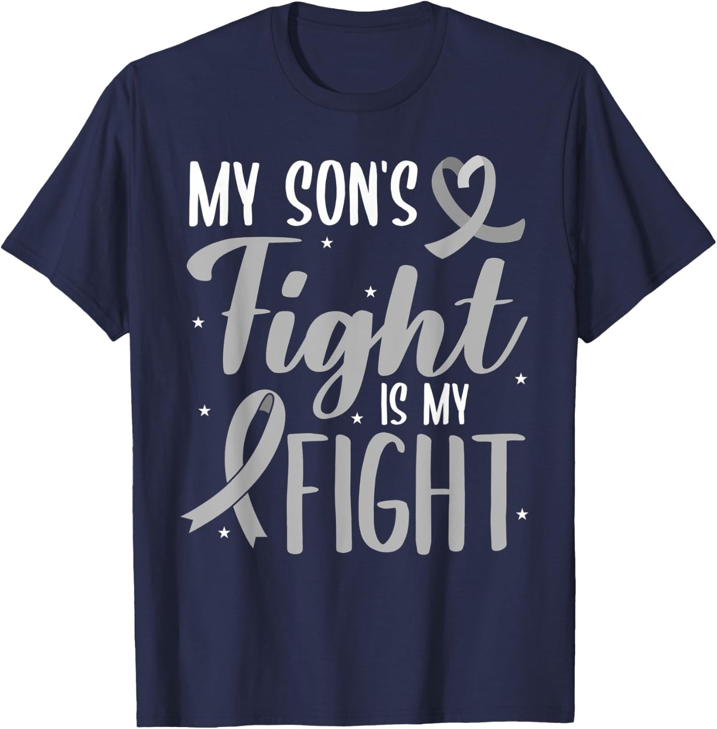 My Son's Fight My Fight Grey Ribbon Schizophrenia Awareness T-Shirt - T-Shirt | Navy