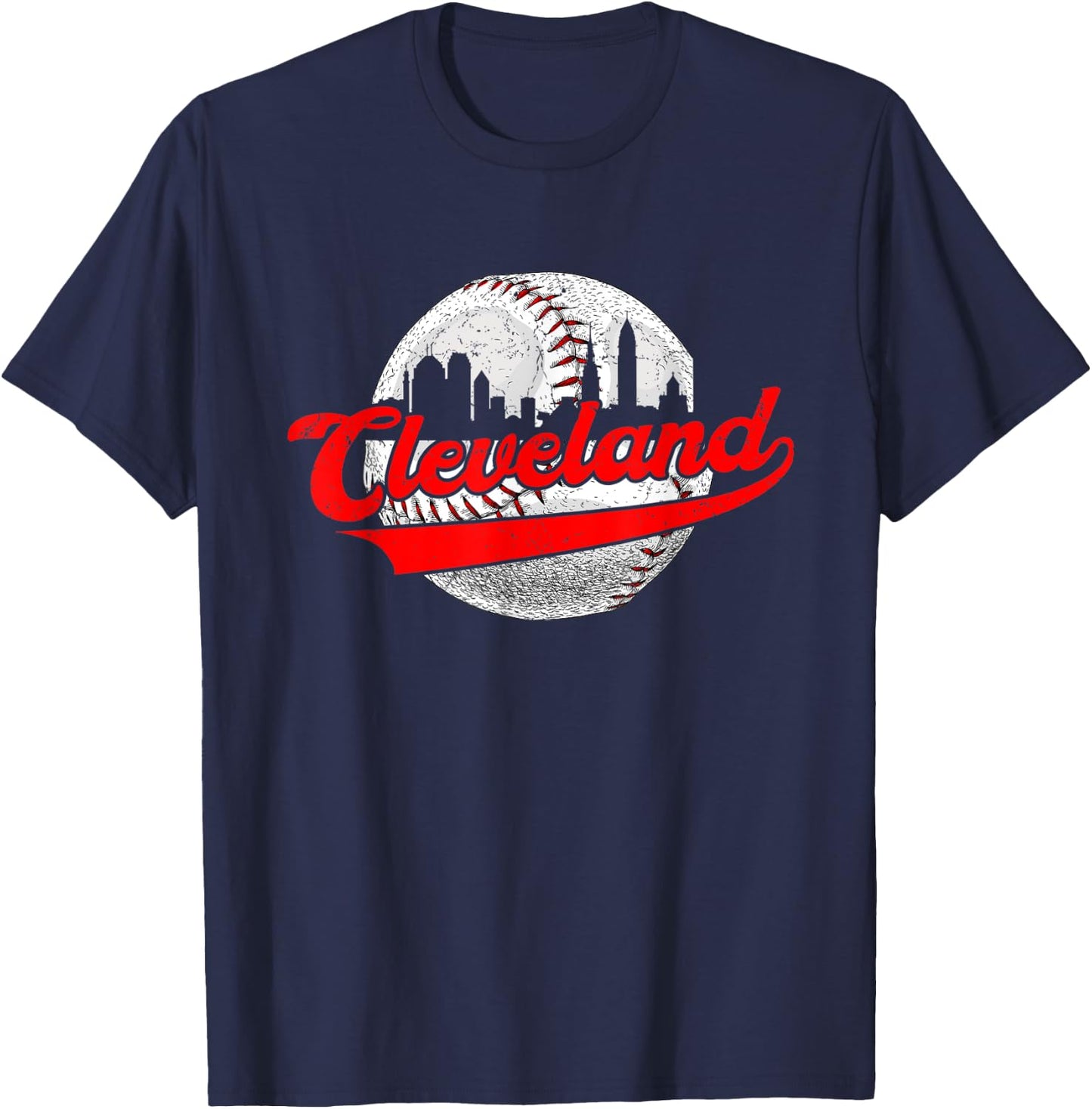 Cleveland Vintage Baseball Lover Retro Game Day Dad Mom T-Shirt - T-Shirt | Navy