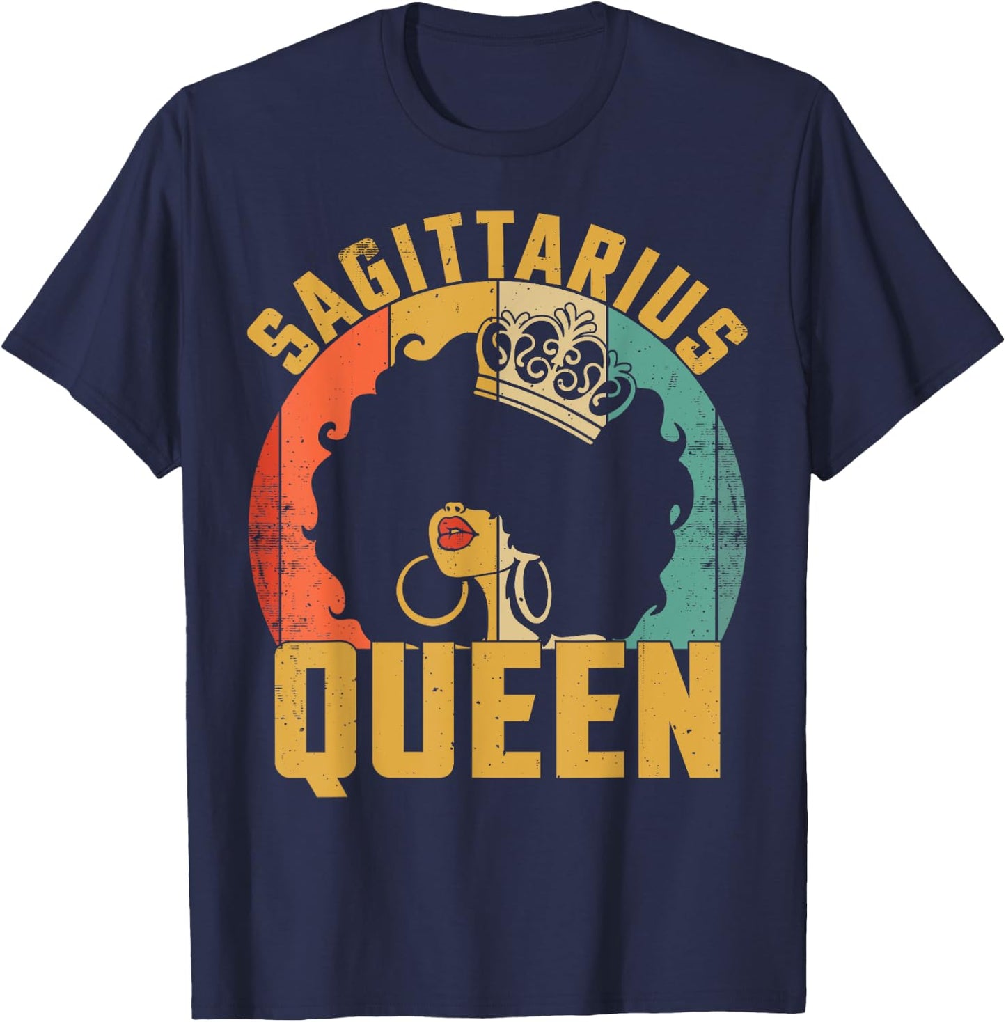 Birthday Afro Sagittarius Queen African American Black Women T-Shirt - T-Shirt | Navy