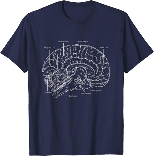 Brain Anatomy Brain Surgery Warrior Recovery Tumor Cancer T-Shirt - T-Shirt | Navy