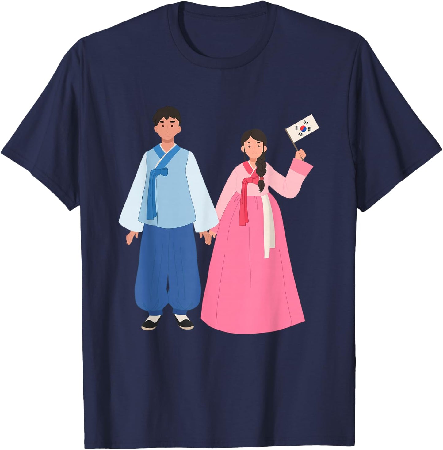 Korean K-Drama Hanbok man woman Chusok T-Shirt - T-Shirt | Navy