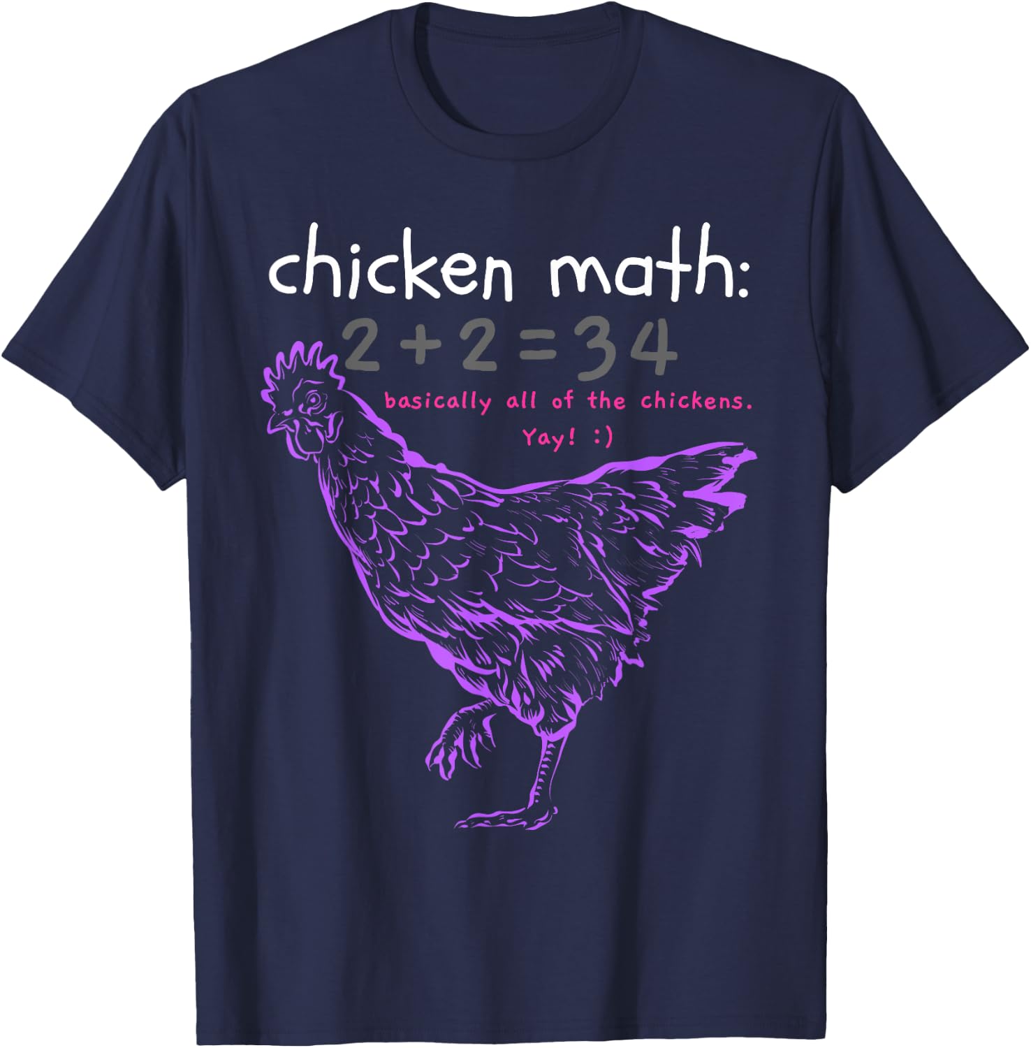Funny Chicken Math T-Shirt - T-Shirt | Navy