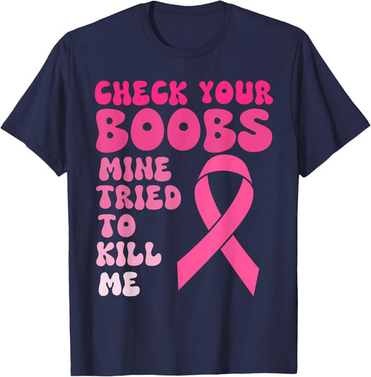Breast Cancer Awereness Supporter, Fighter & Survivor Women T-Shirt - T-Shirt | Navy