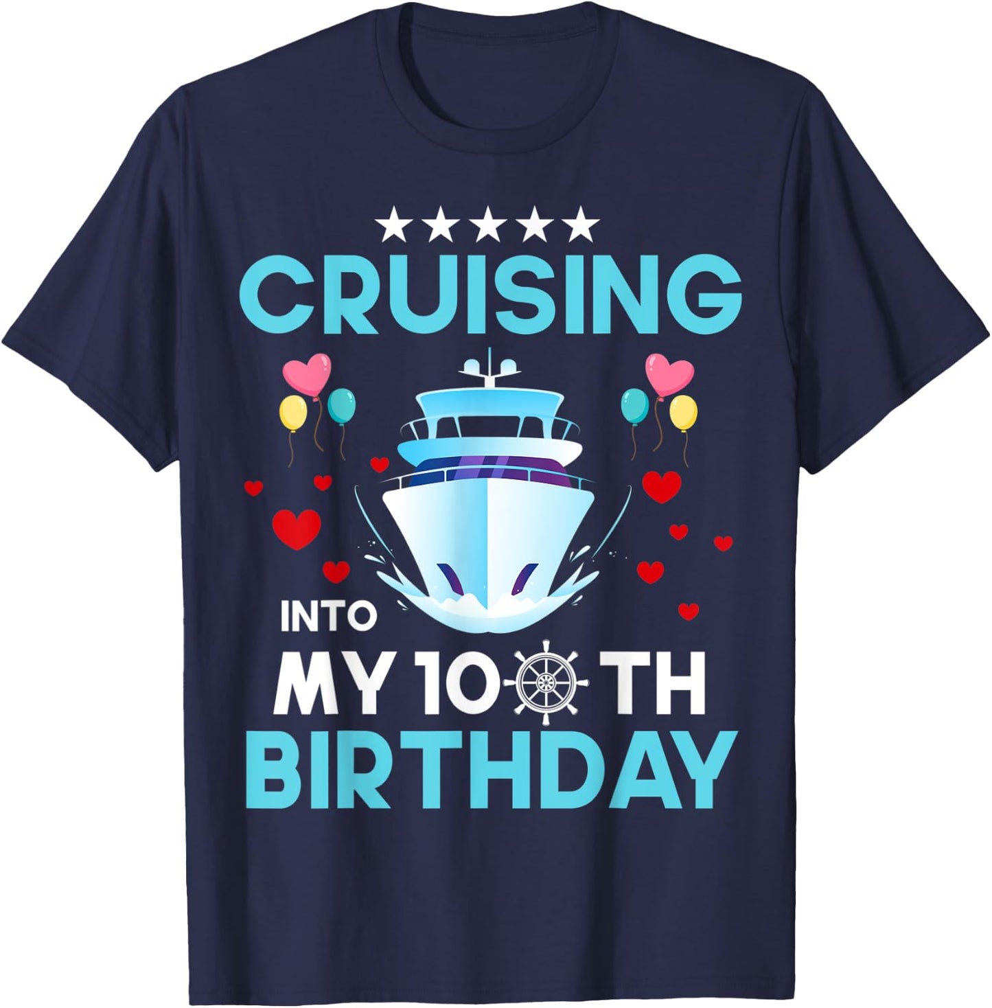 Cruising Into My 100 Year Old Cruise Birthday 100th B-Day T-Shirt - T-Shirt | Navy