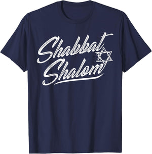 Shabbat Shalom Jewish Rest Hebrew Israelite Israel T-Shirt - T-Shirt | Navy