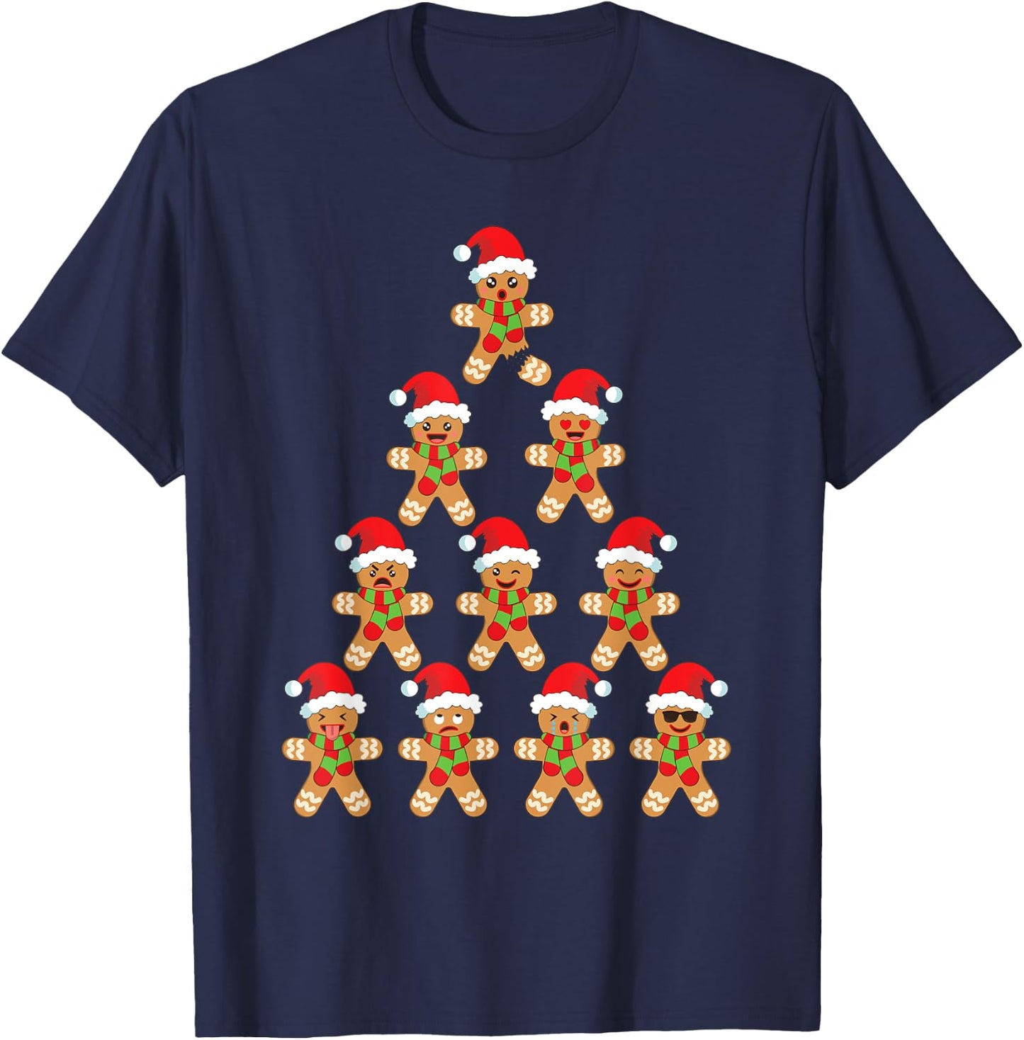 Gingerbread Kids Funny Gingerbread Man Christmas Tree T-Shirt - T-Shirt | Navy