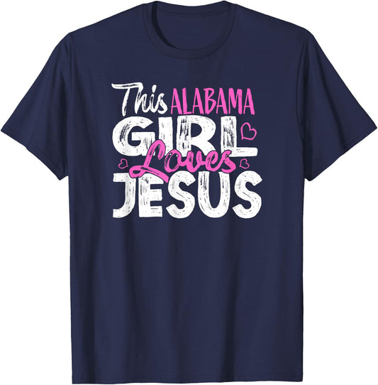 This Alabama Girl Loves Jesus T-Shirt - T-Shirt | Navy