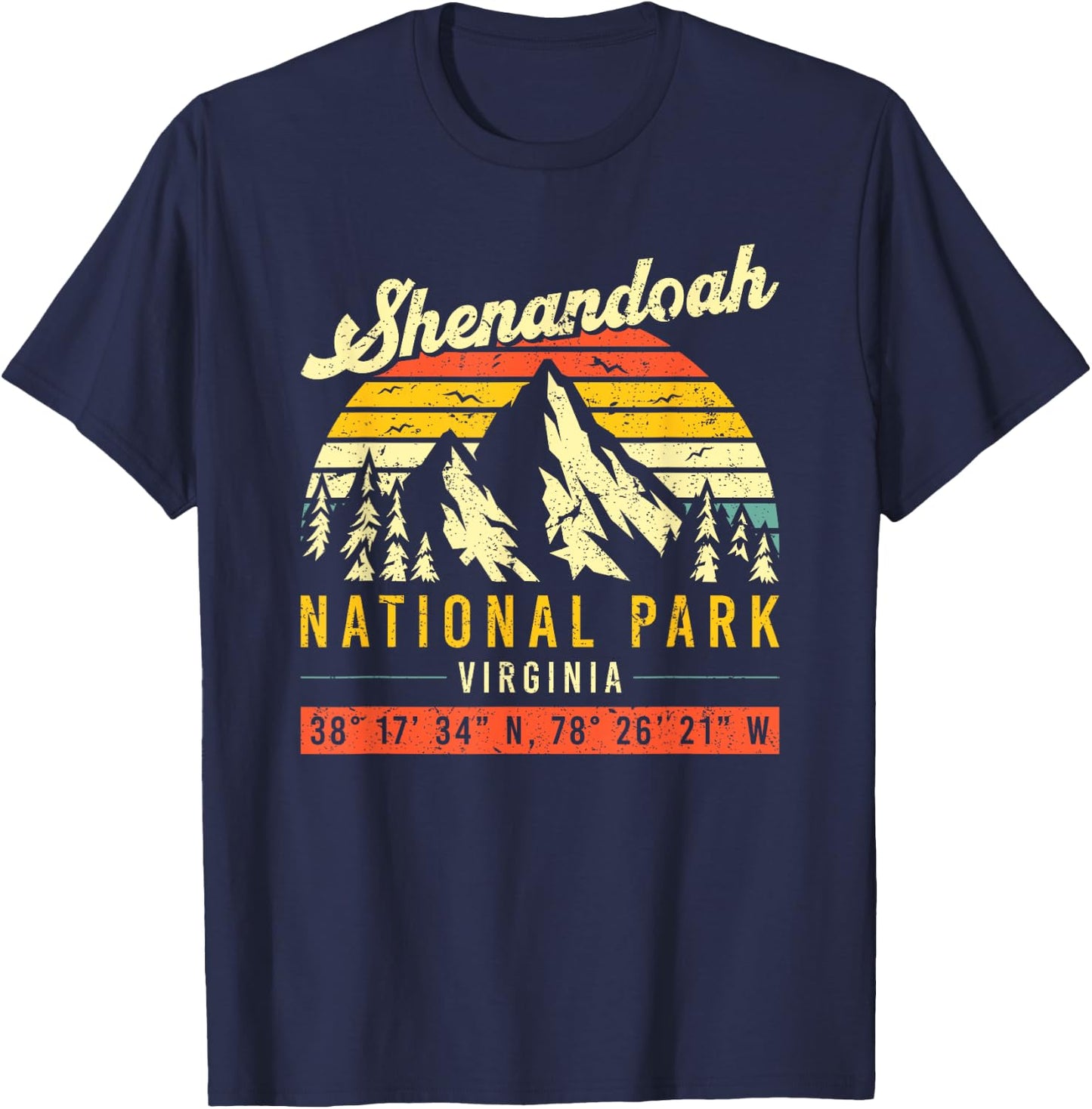 Shenandoah Vintage Retro Virginia National Park T-Shirt - T-Shirt | Navy