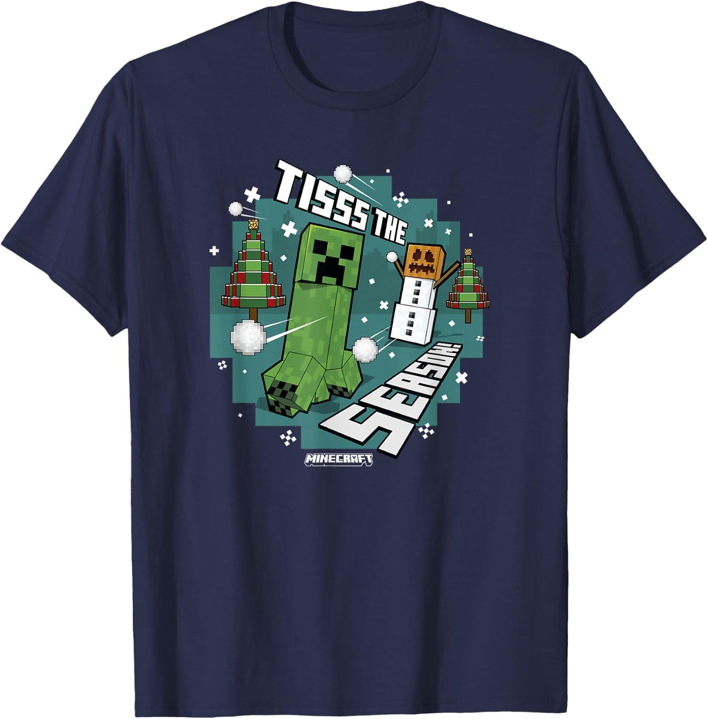 Minecraft Christmas Tisss The Season T-Shirt - T-Shirt | Navy