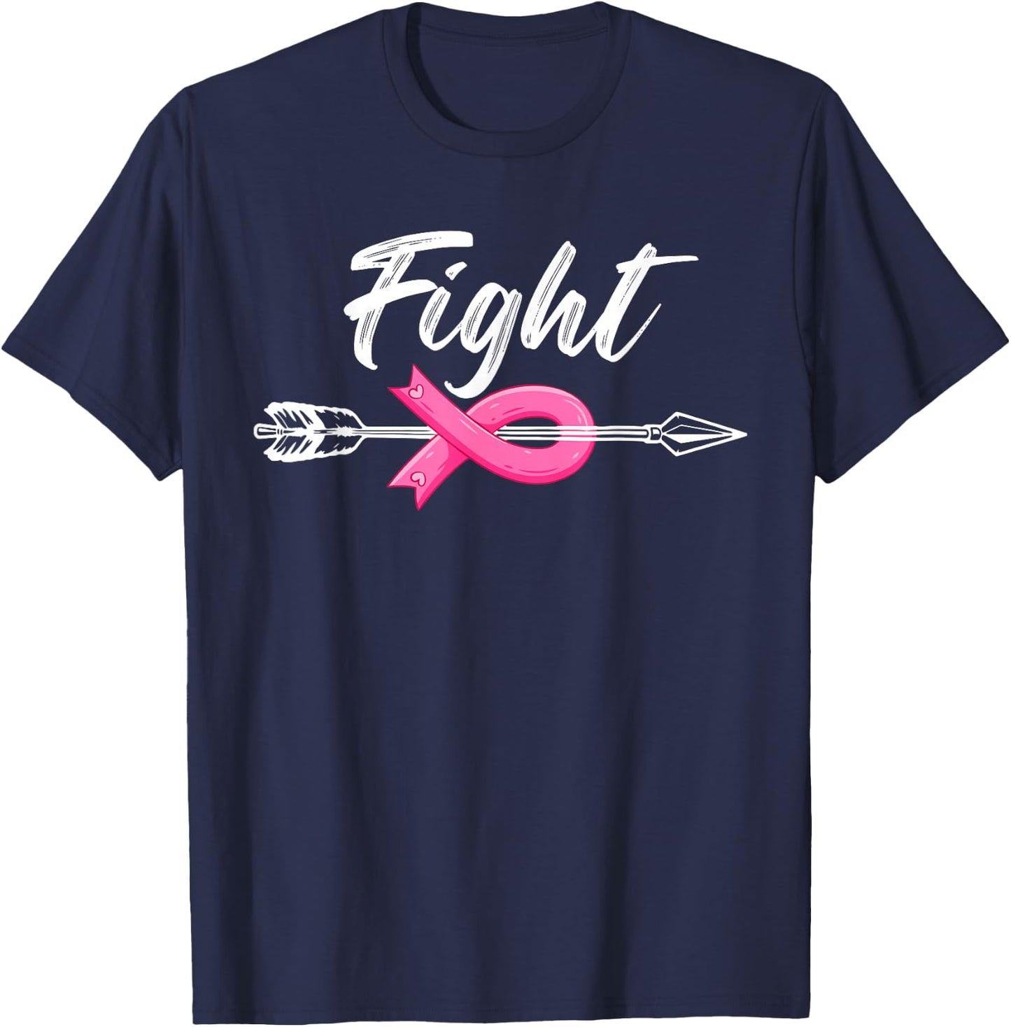 Fight Breast Survivor Breast Cancer Awarenes Pink Ribbon T-Shirt - T-Shirt | Navy