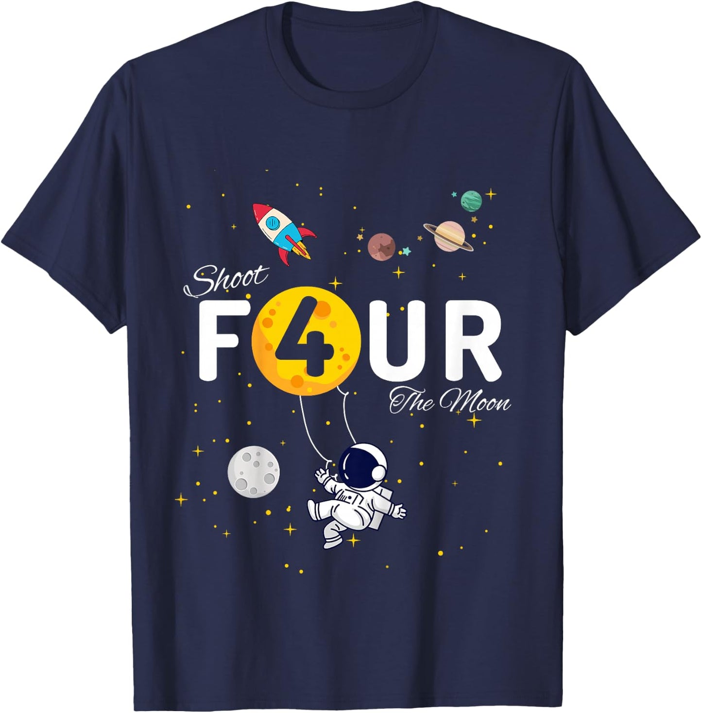 Shoot 4 The Moon Child's 4th Birthday party T-Shirt - T-Shirt | Navy