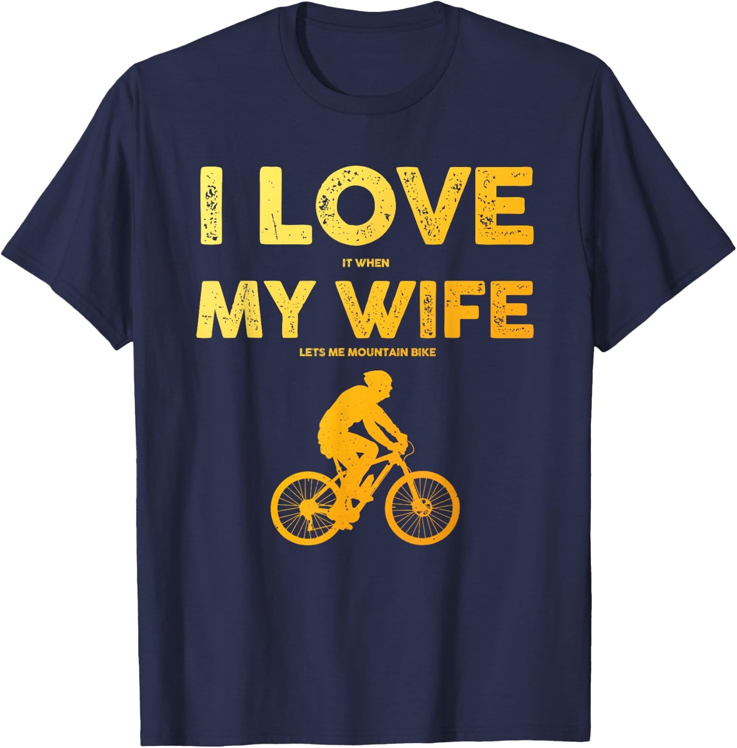 Funny Mountain Bike Art Dad Husband Mountain Biking T-Shirt - T-Shirt | Navy