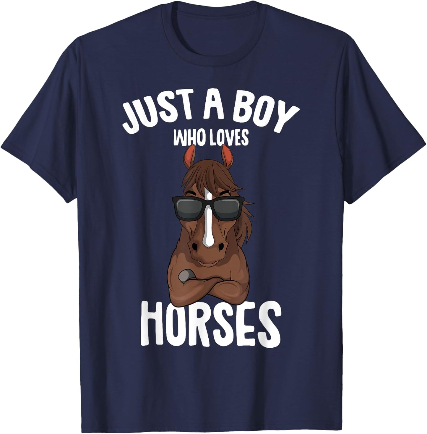 Just a Boy who loves Horses Equestrian Horseback Riding Kids T-Shirt - T-Shirt | Navy