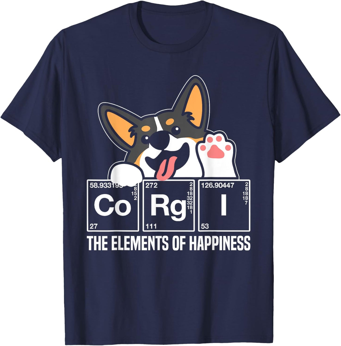 Black Corgi Periodic Table Chemistry Science Teacher T-Shirt - T-Shirt | Navy