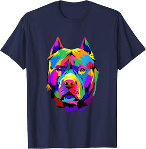 Pop Art American Pit Bull Terrier Pittie Dog Pitbull Lover T-Shirt - T-Shirt | Navy
