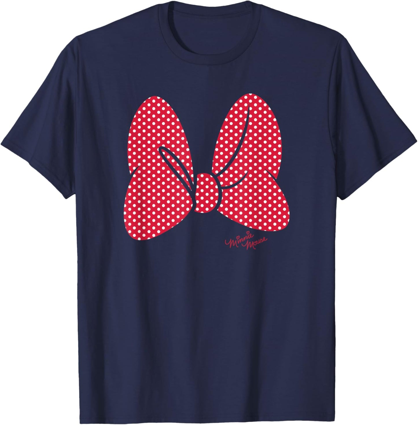Disney Minnie Mouse Polka Dot Print Classic Bow T-Shirt - T-Shirt | Navy