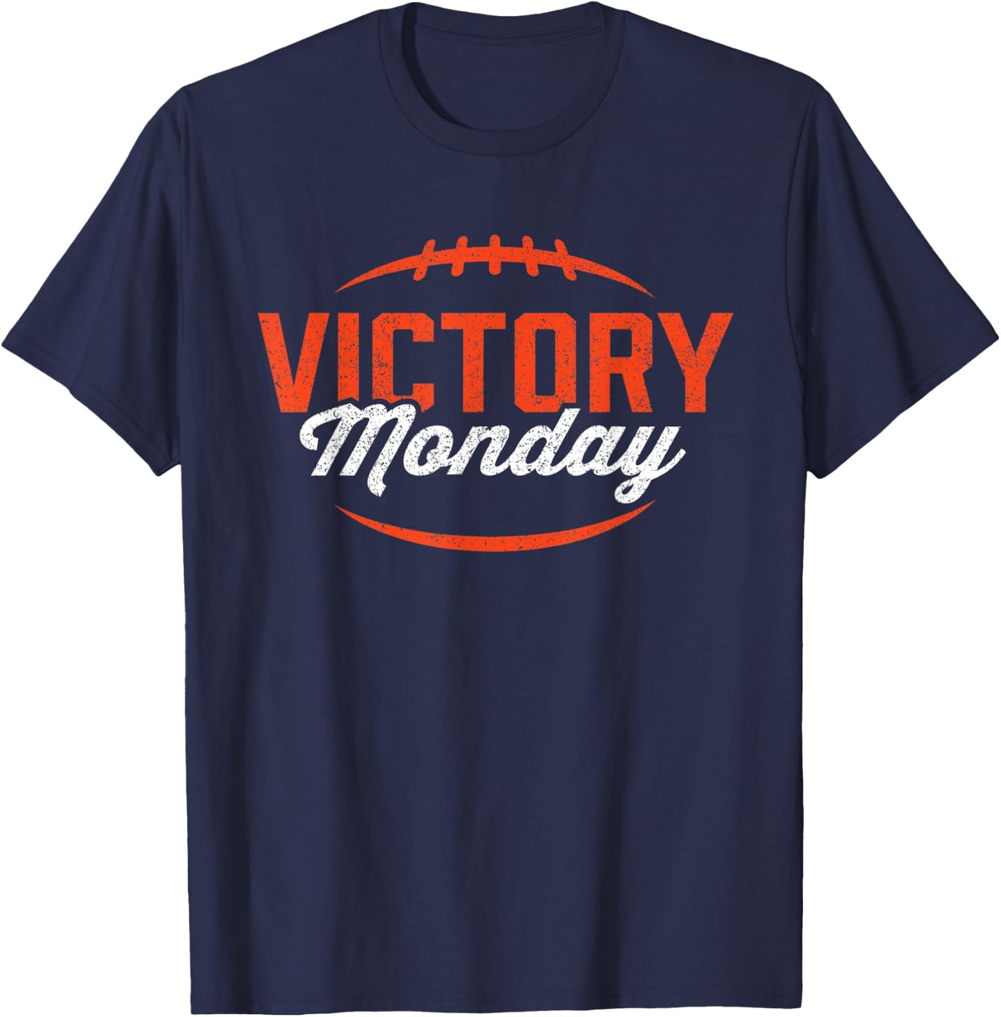Retro Football Victory Monday Orange Text Game Day T-Shirt - T-Shirt | Navy