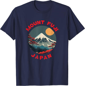 Mount Fuji Japan Distressed Circle Vintage T-Shirt - T-Shirt | Navy