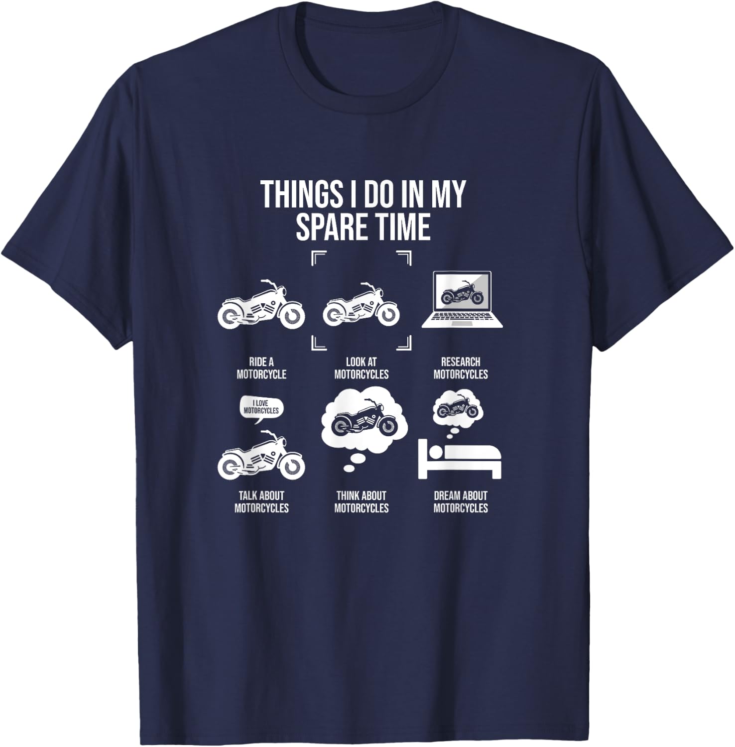 Things I Do In My Spare Time Funny Motorcycle Rider T-Shirt - T-Shirt | Navy