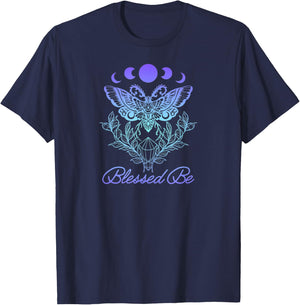 Blessed Be Luna Moth Crystal Wicca Wiccan Witch T-Shirt - T-Shirt | Navy