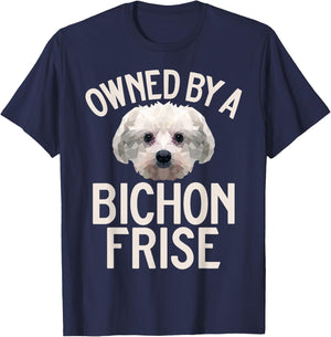 Owned by a Bichon Frise T-Shirt - T-Shirt | Navy