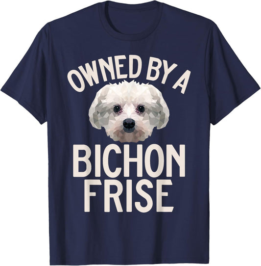 Owned by a Bichon Frise T-Shirt - T-Shirt | Navy