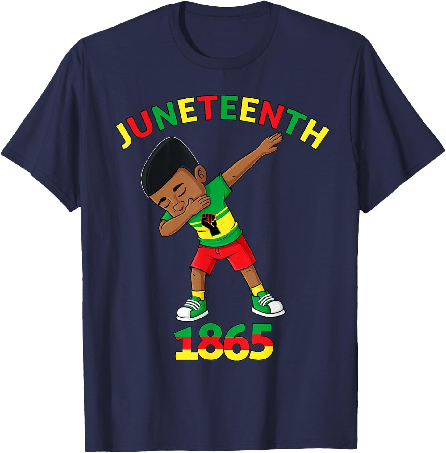 Dabbing Black King Juneteenth 1865 Brown Skin Boys Kids Teen T-Shirt - T-Shirt | Navy