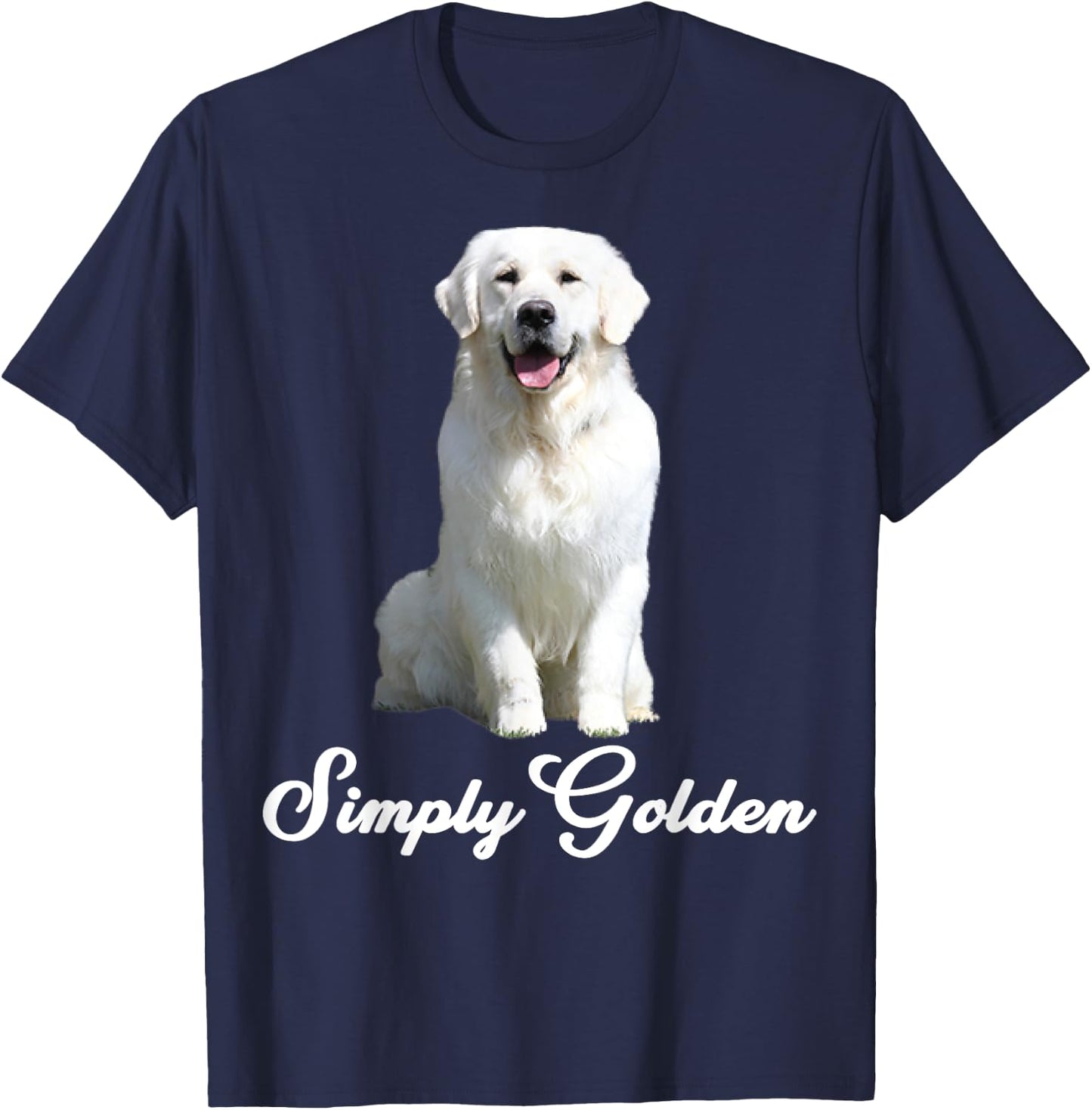 White English Cream Golden Retriever Simply Golden T-Shirt - T-Shirt | Navy