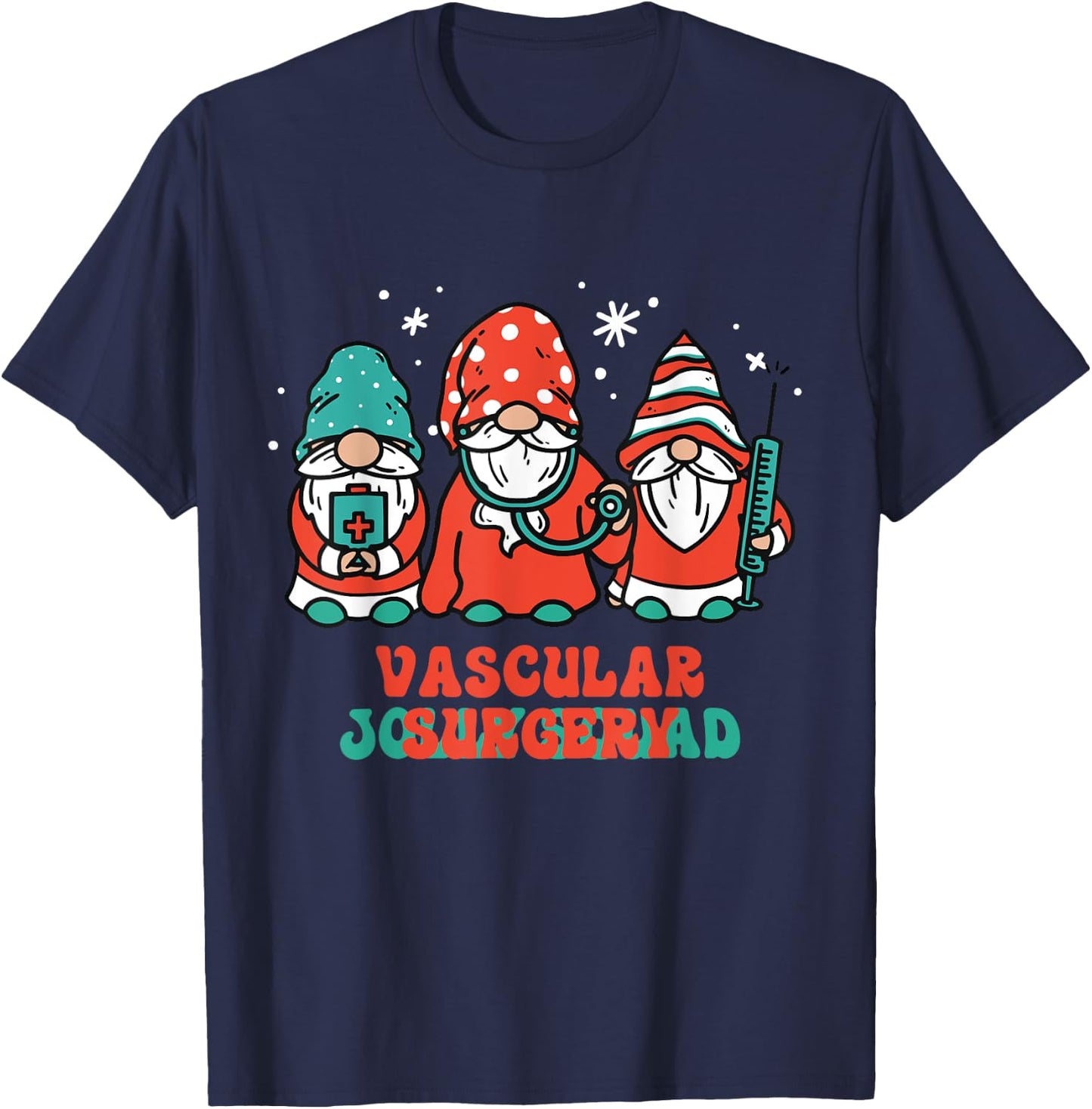 Vascular Surgery Jolly Squad Gnomes Nurse Christmas T-Shirt - T-Shirt | Navy