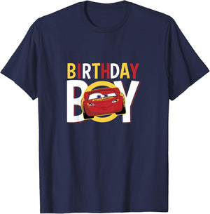 Kids Disney Pixar Cars Birthday Boy Lightning McQueen Youth T-Shirt - T-Shirt | Navy