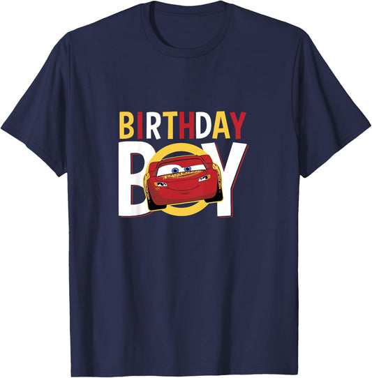 Kids Disney Pixar Cars Birthday Boy Lightning McQueen Youth T-Shirt - T-Shirt | Navy