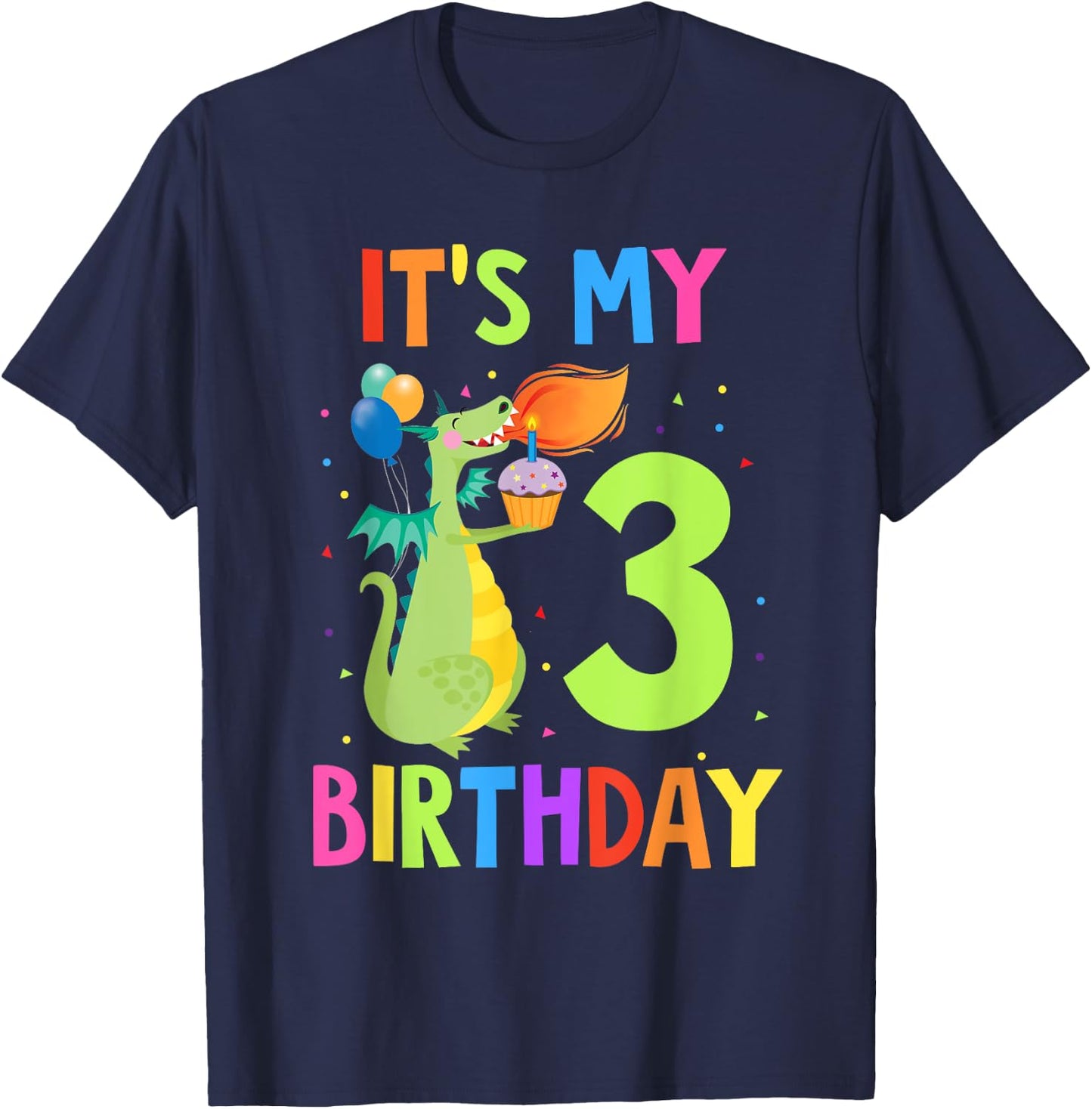It's My 3rd Birthday Shirt Toddler Boy 3 Yrs Old Dragon T-Shirt - T-Shirt | Navy