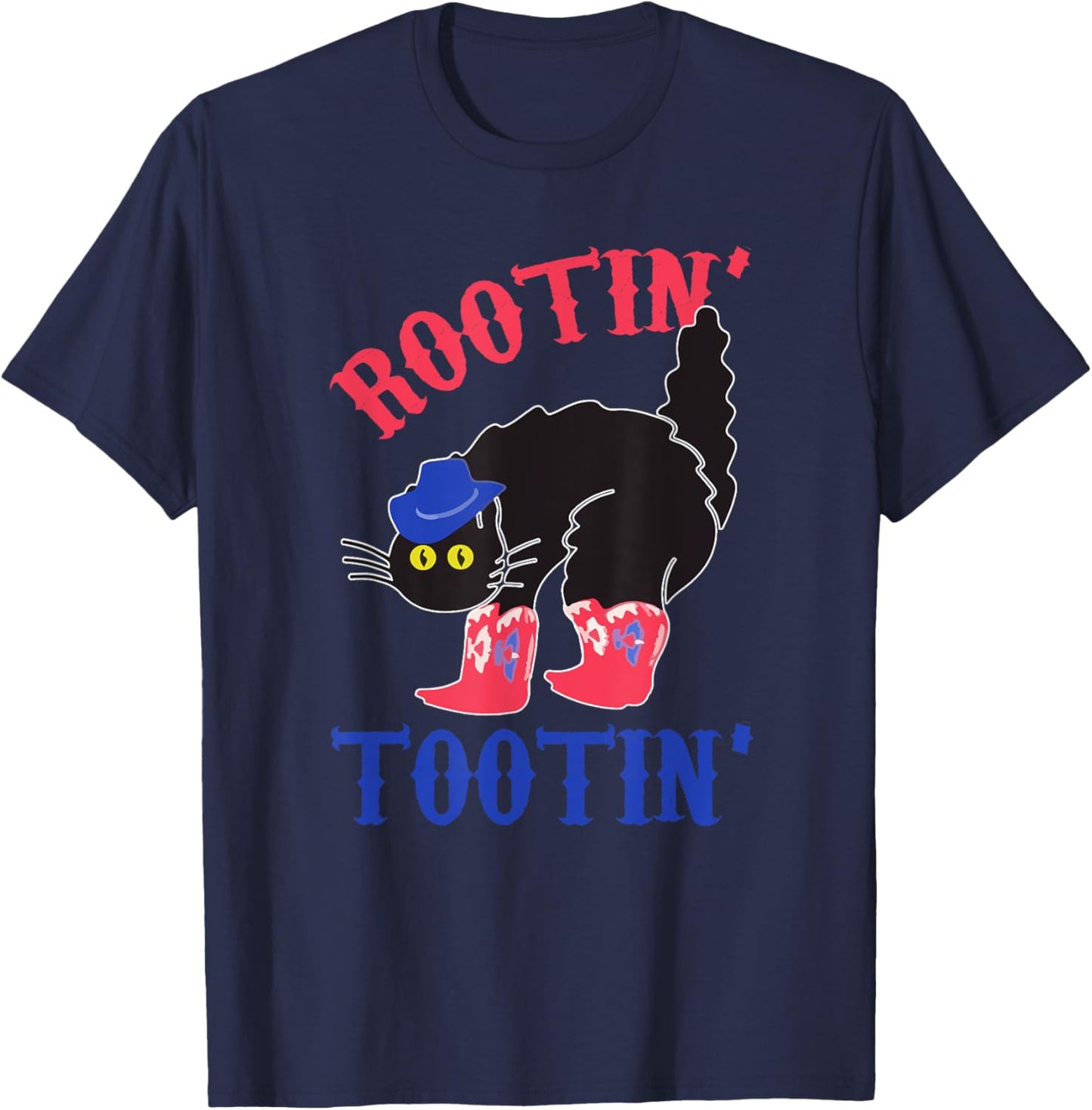 Rootin And Tootin Cowboy Cat Funny Animal T-Shirt - T-Shirt | Navy