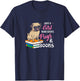 Just A Girl Who Loves Pugs And Books Animal Book T-Shirt - T-Shirt | Navy