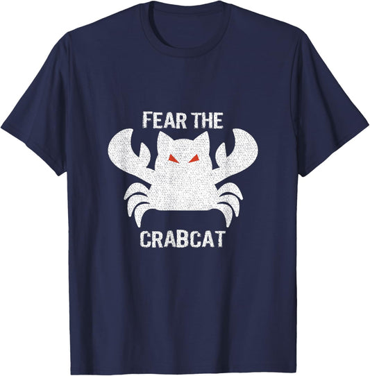 Fear the Crabcat - Funny Cryptid Cryptozoology Vintage Men Women Girls Kids T-Shirt - T-Shirt | Navy
